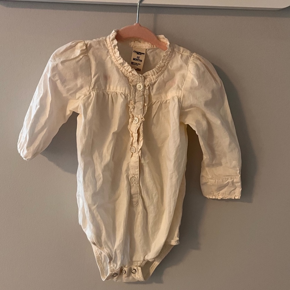 Cream ruffle button up top